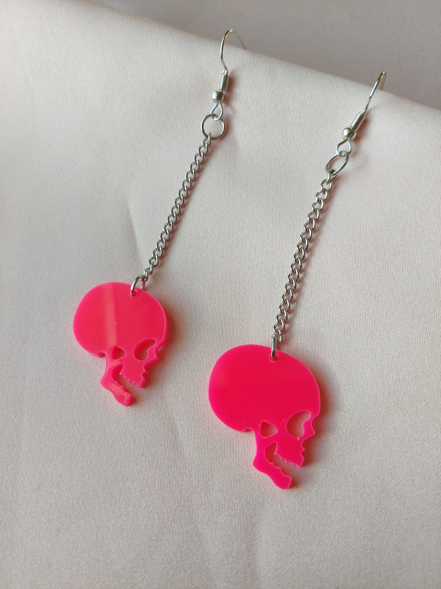 Pink Drop Skulls Earrings