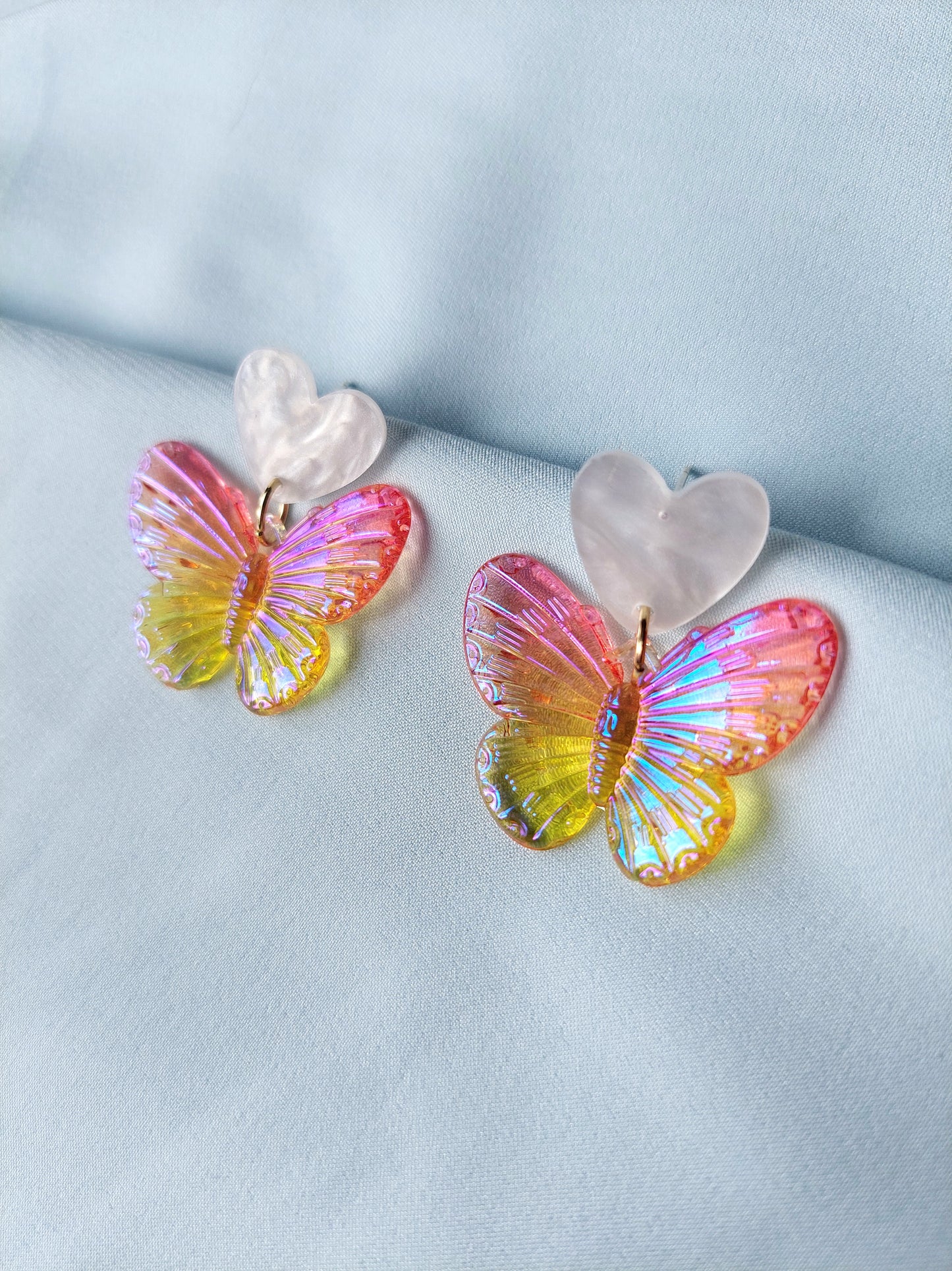 Iridescent Colourful Butterfly Earrings