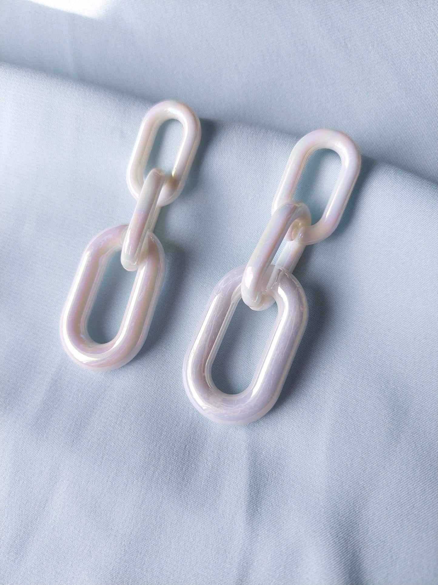 White Chain Earrings