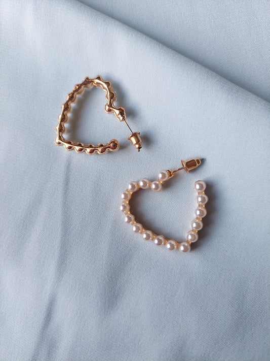 Pearl Heart Earrings