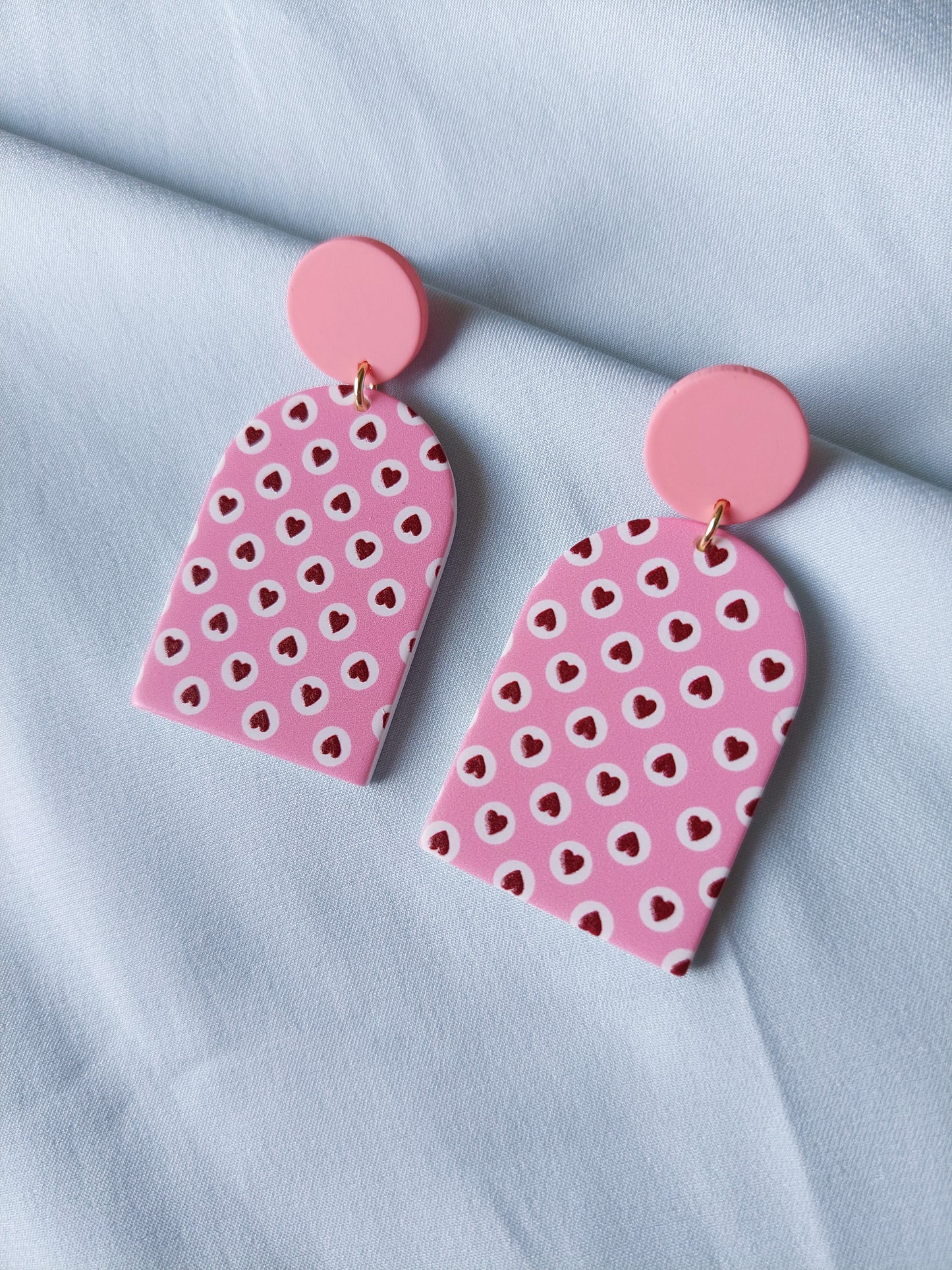 Retro Pink Heart Earrings