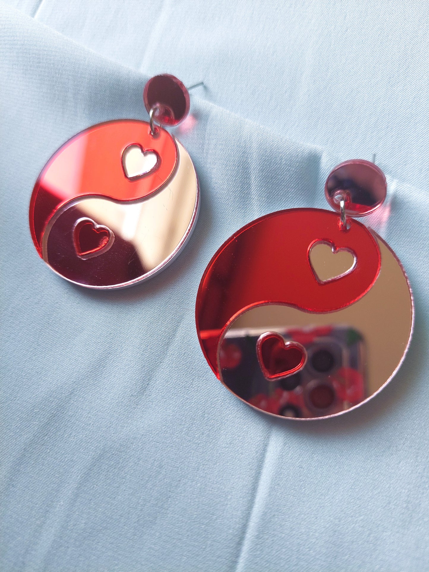Reflective Yin & Yang Earrings