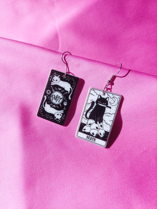 Death Tarot Cat Earrings