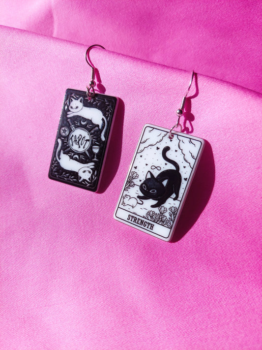 Strength Tarot Cat Earrings