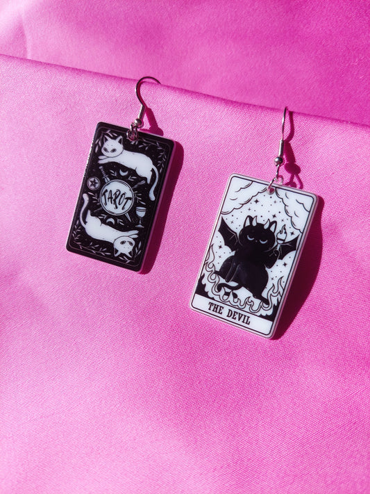 The Devil Tarot Cat Earrings