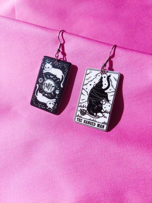 The Hanged Man Tarot Cat Earrings