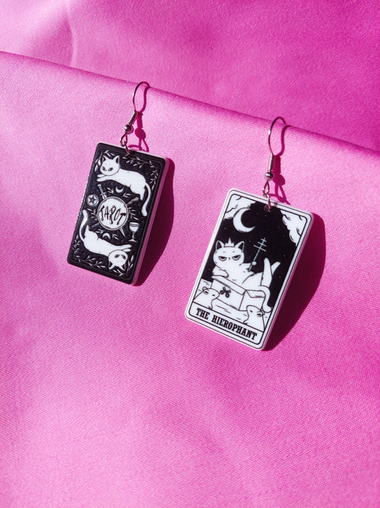The Hierophant Tarot Cat Earrings