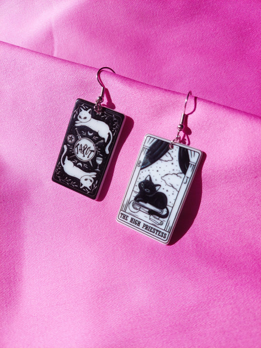The High Priestess Tarot Cat Earrings