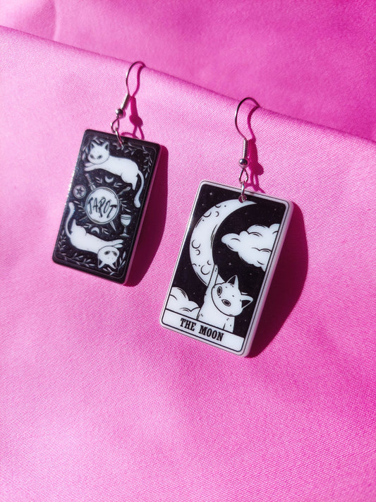 The Moon Tarot Cat Earrings
