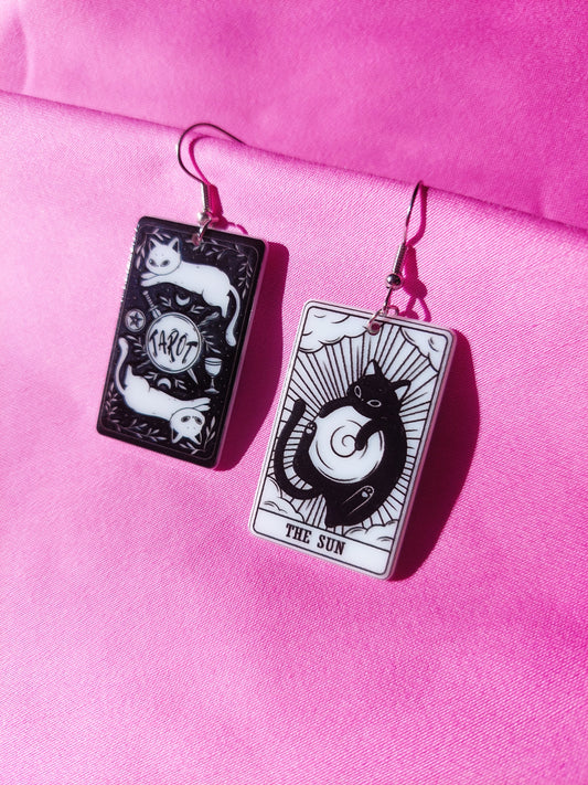 The Sun Tarot Cat Earrings