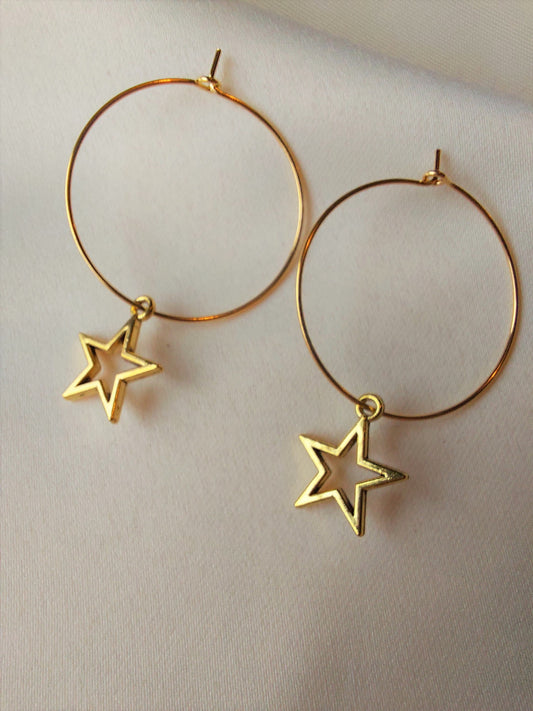 Shooting Star Gold Hoops