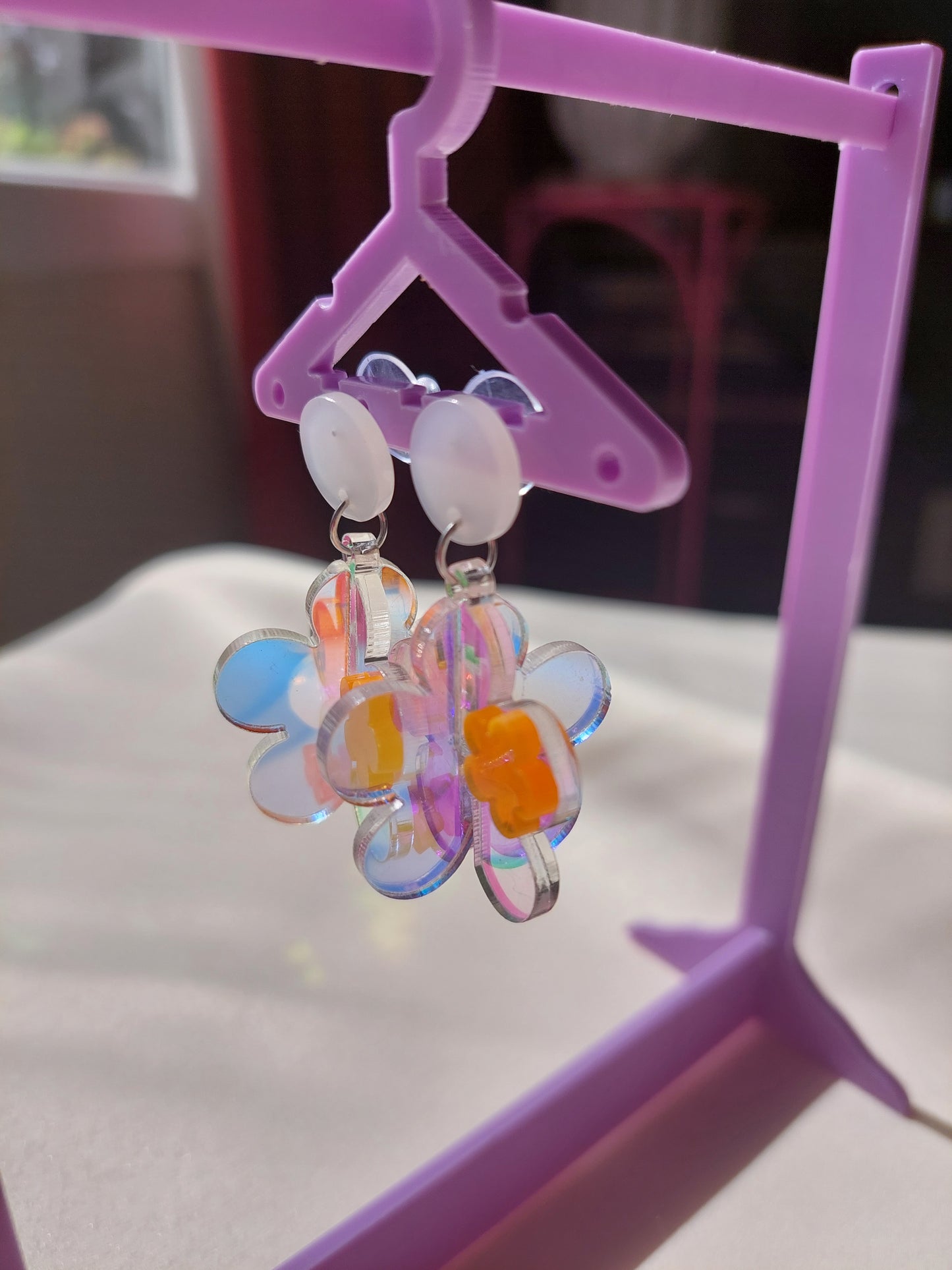 Iridescent Flower Pop Earrings