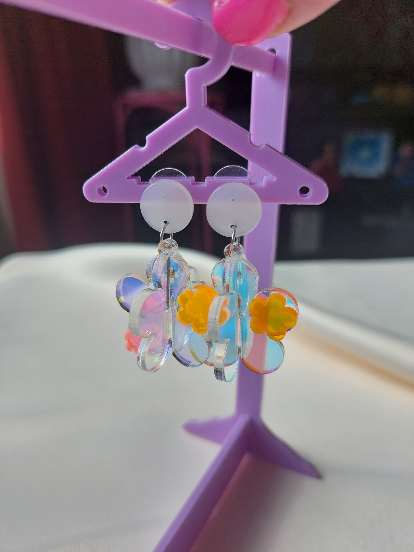 Iridescent Flower Pop Earrings