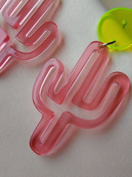 Pink Cactus Earrings