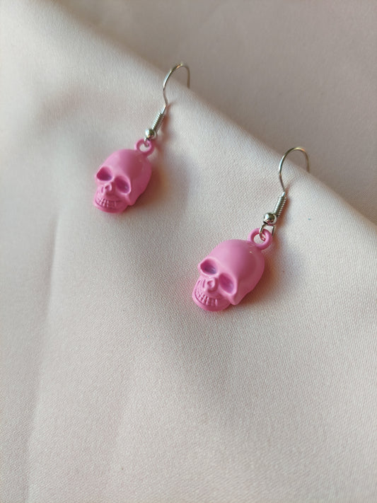 Pink Sugar Skull Earrings