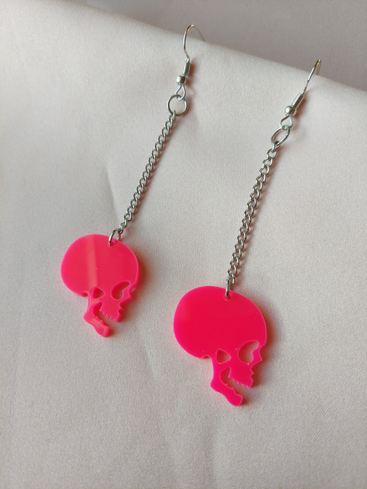 Pink Drop Skulls Earrings