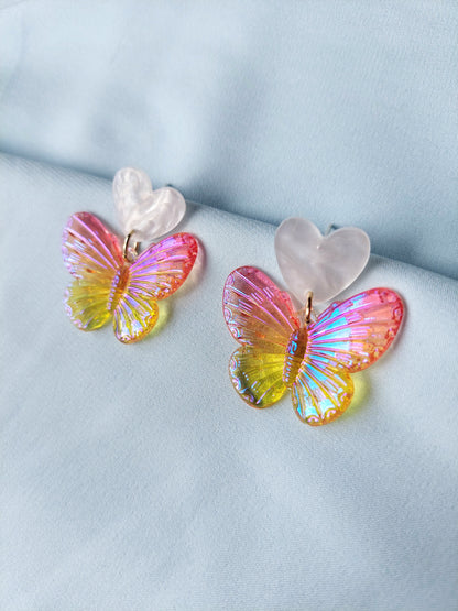 Iridescent Colourful Butterfly Earrings