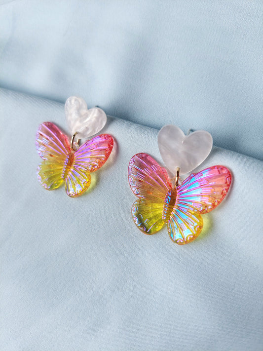 Iridescent Colourful Butterfly Earrings