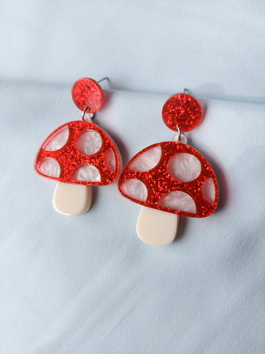 Glitter Mushroom Earrings