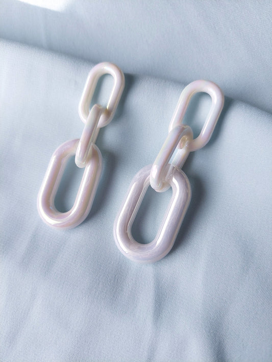 White Chain Earrings
