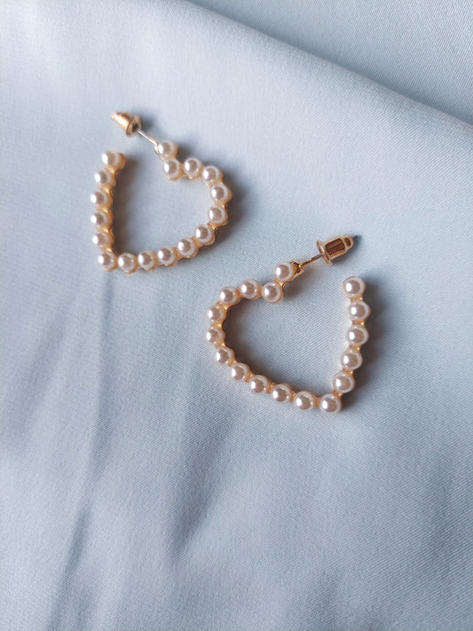 Pearl Heart Earrings