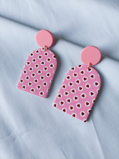 Retro Pink Heart Earrings