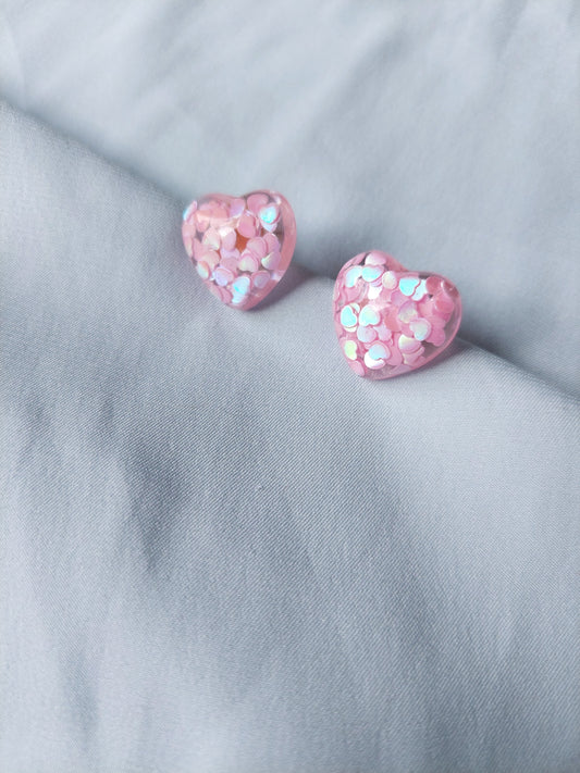 Sparkly Heart Studs
