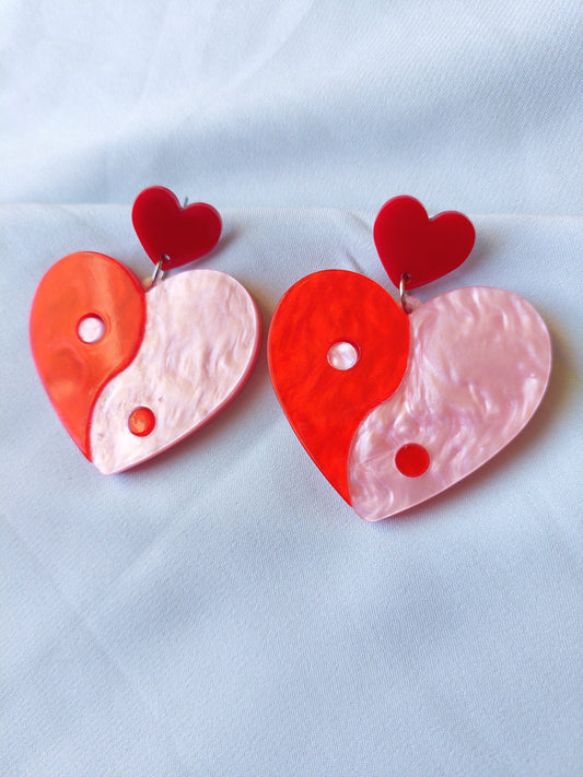 Yin & Yang Heart Earrings