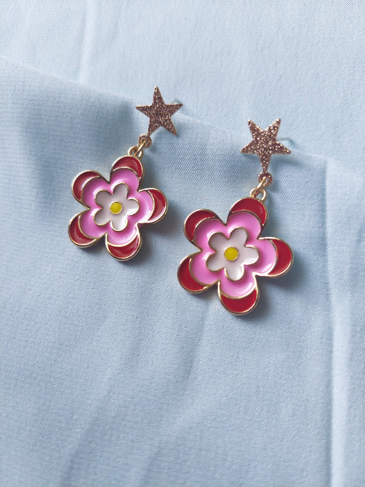 Retro Star Flower Earrings