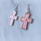 Pink Cross Earrings