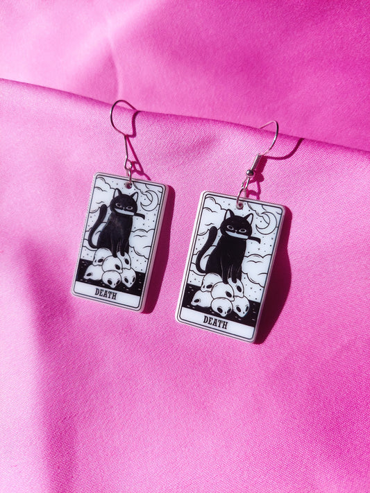 Death Tarot Cat Earrings