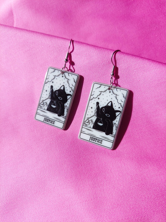 Justice Tarot Cat Earrings