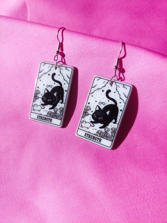 Strength Tarot Cat Earrings