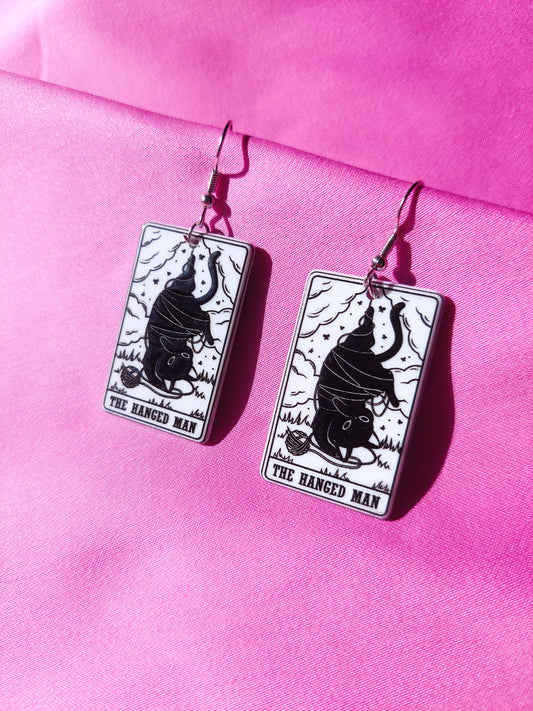 The Hanged Man Tarot Cat Earrings