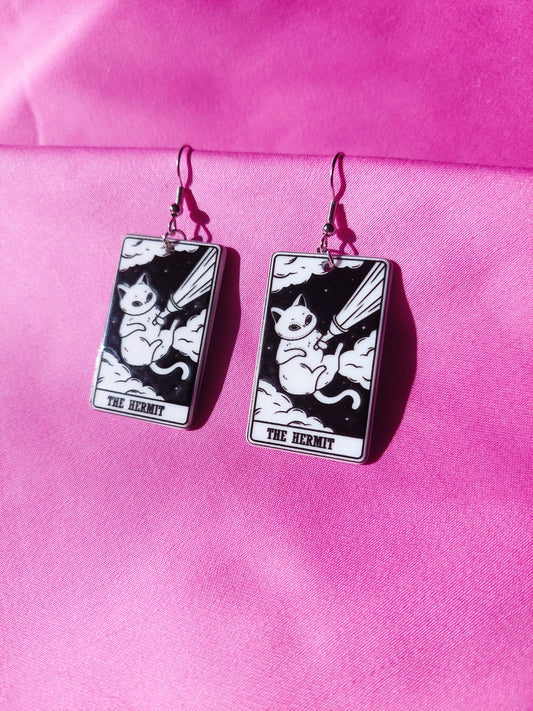 The Hermit Tarot Cat Earrings