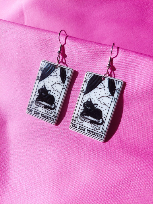 The High Priestess Tarot Cat Earrings