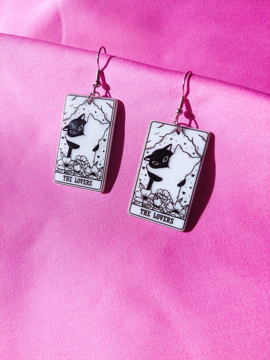 The Lovers Tarot Cat Earrings