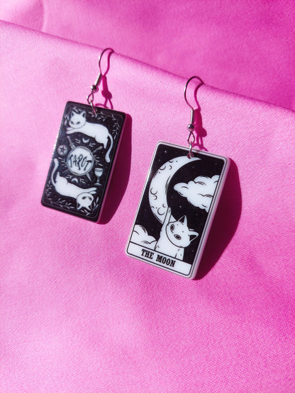 The Moon Tarot Cat Earrings