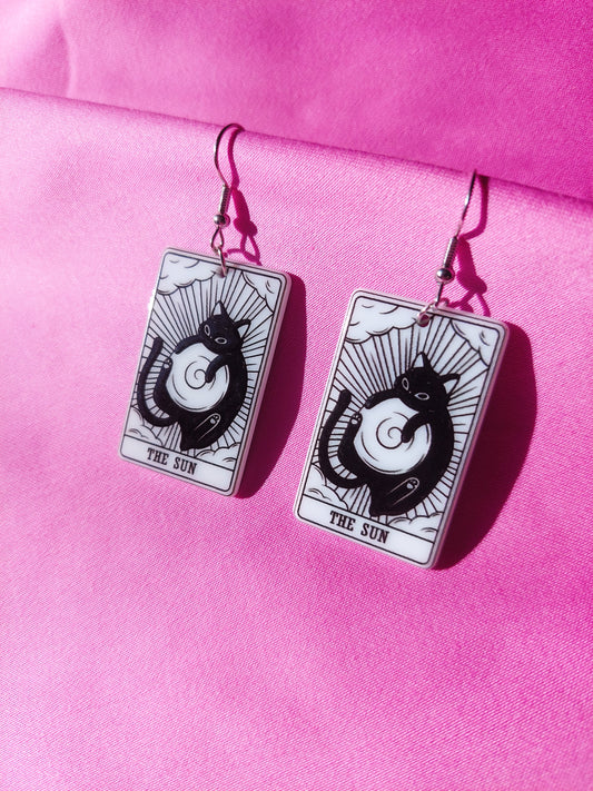 The Sun Tarot Cat Earrings