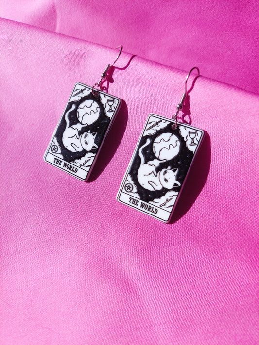 The World Tarot Cat Earrings