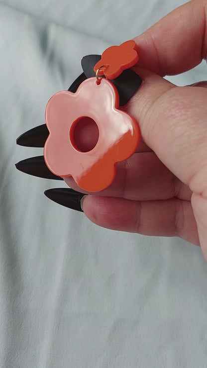 70s Rustic Orange Flower Earrings