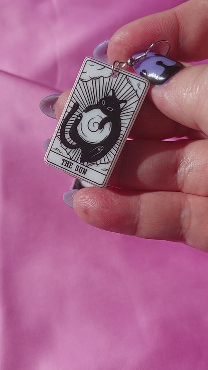 The Sun Tarot Cat Earrings