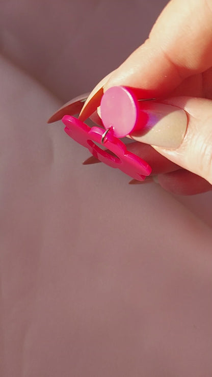 60s Flower Barbie Pink Earrings