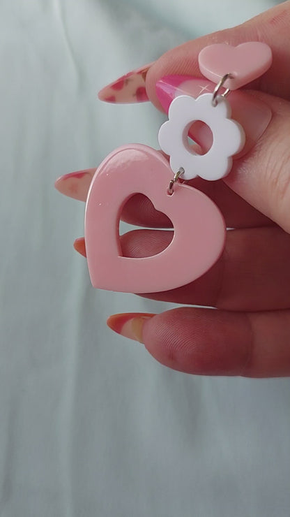 Blush Blossom Heart Earrings