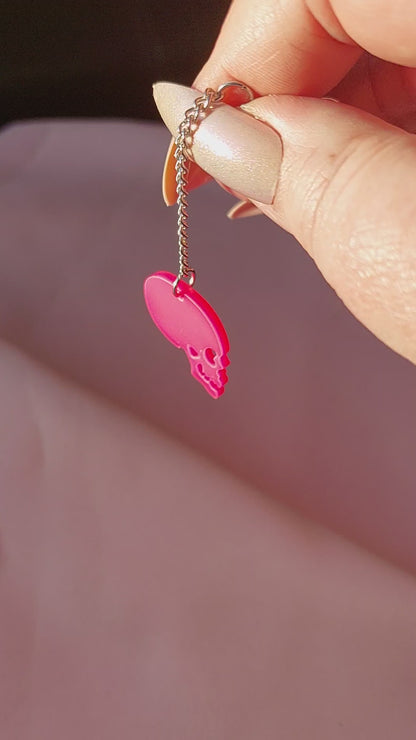 Pink Drop Skulls Earrings