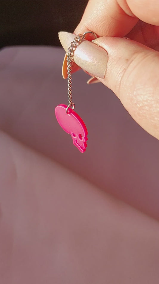 Pink Drop Skulls Earrings