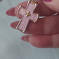 Pink Cross Earrings