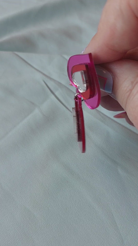 Pink Heart Mirror Earrings