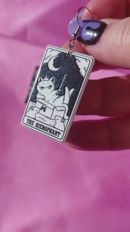 The Hanged Man Tarot Cat Earrings