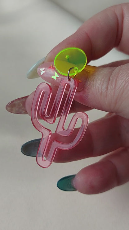 Pink Cactus Earrings